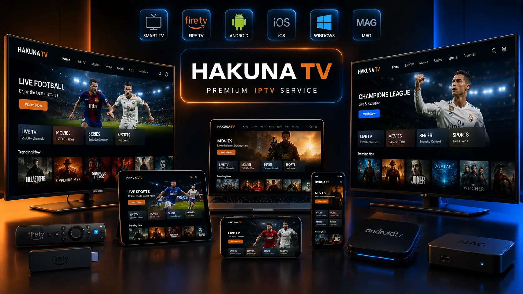 Hakuna TV auf Smart TV, Smartphone, Tablet und PC