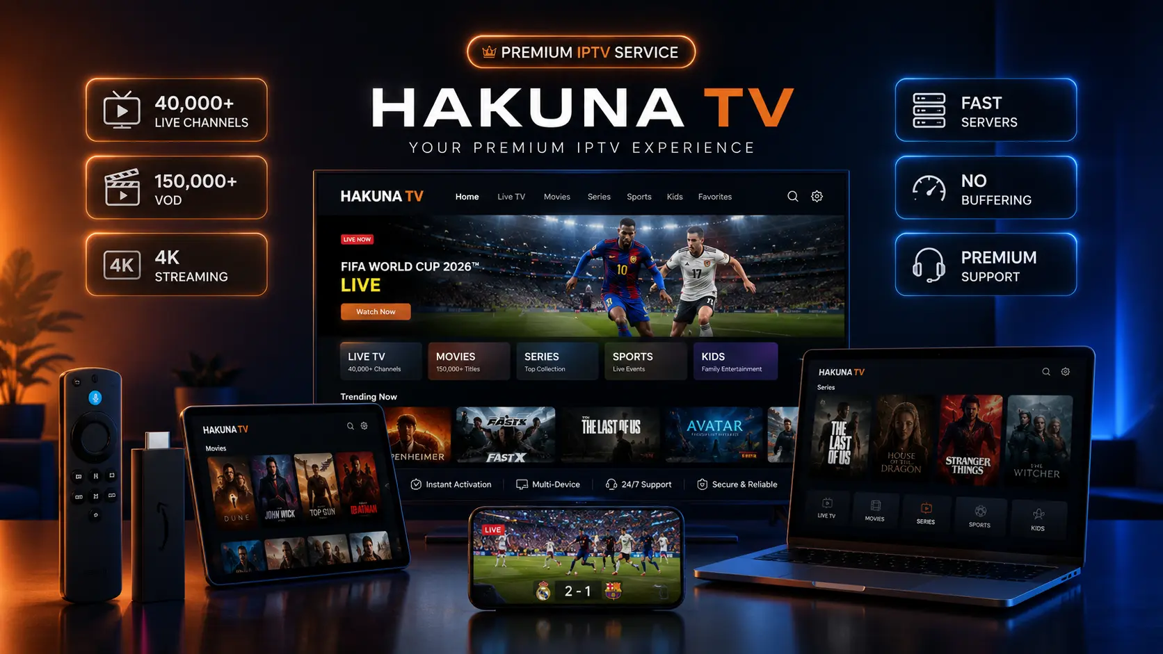 Hakuna TV Streaming App auf verschiedenen Geräten
