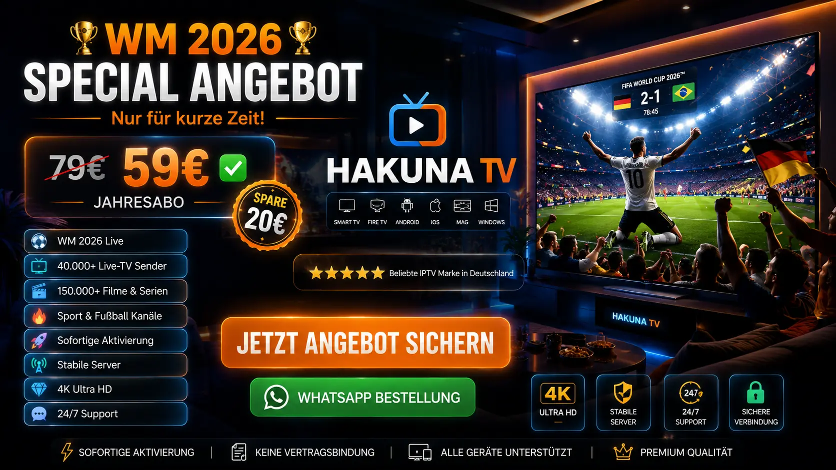 Hakuna TV WM 2026 Angebot