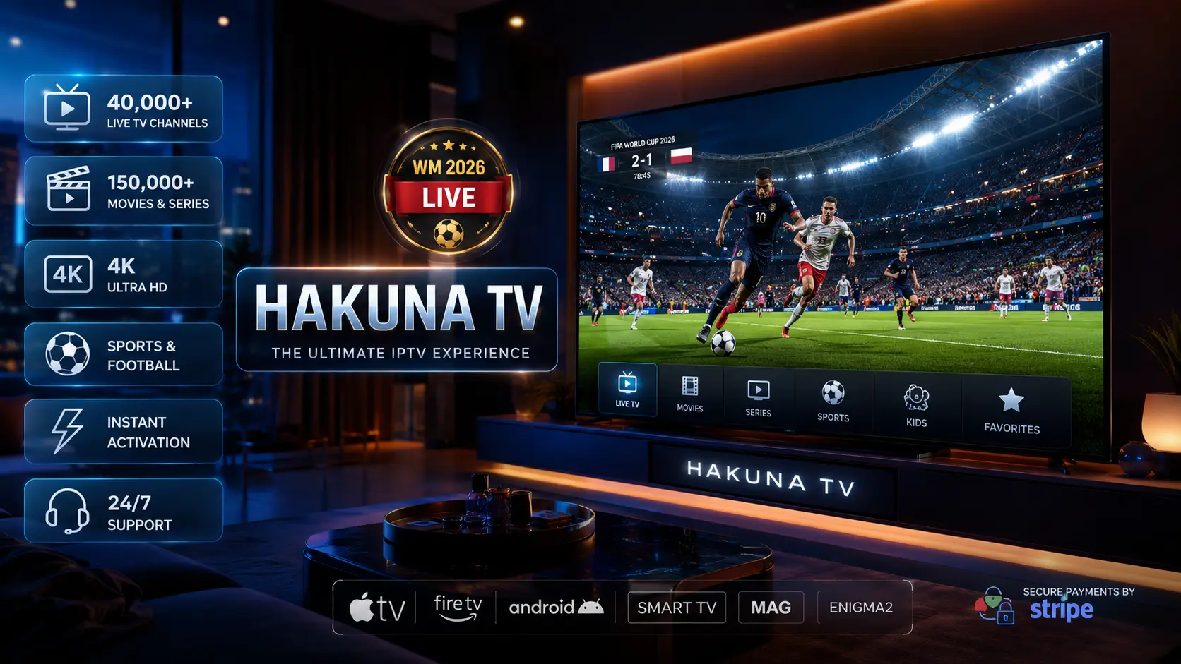 Hakuna TV WM 2026 IPTV Streaming – Fußball live schauen